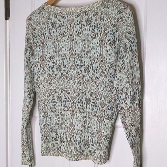 Merona Snakeskin Print Green/Grey Stretch V Neck Cardigan size S - Picture 5 of 9